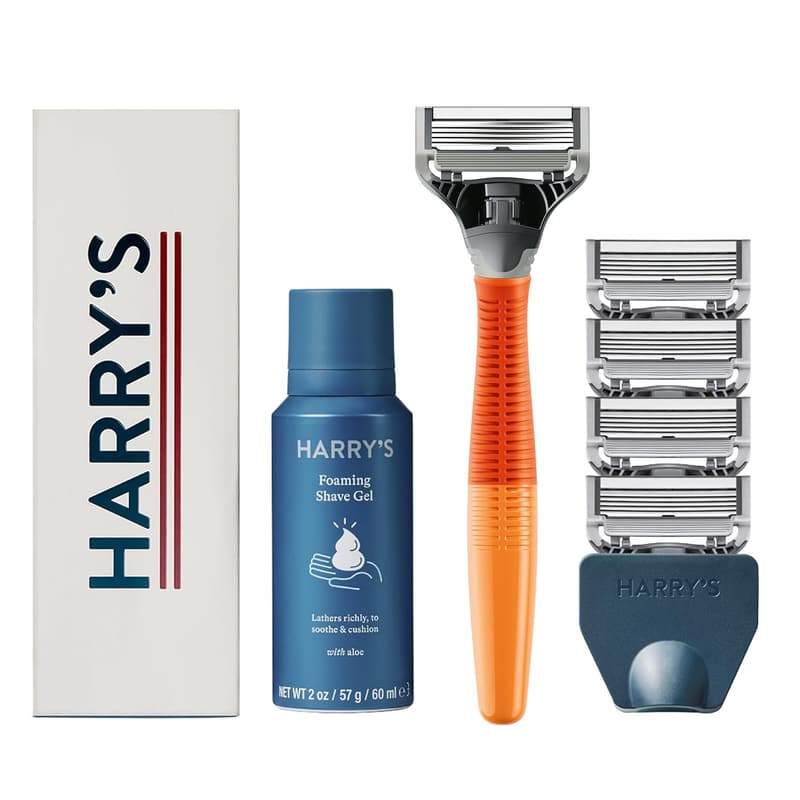Men's Shaving Kit - Razor, 5 Blade Refills, Foaming Gel, Travel Cover