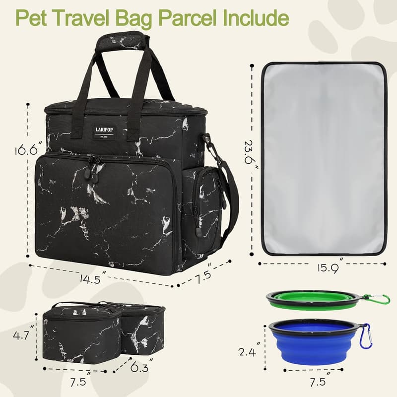 Airline Approved Pet Travel Bag Set with Collapsible Bowls