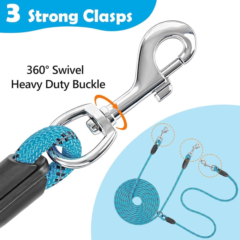 20ft Reflective Tie Out Cable for 2 Small/Medium Dogs