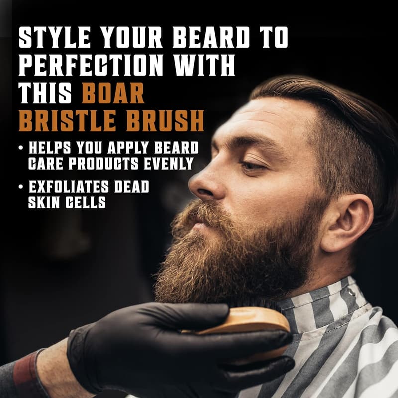 Beard Grooming Set for Men - Natural Boar Bristle Brush & Pear Wood Comb