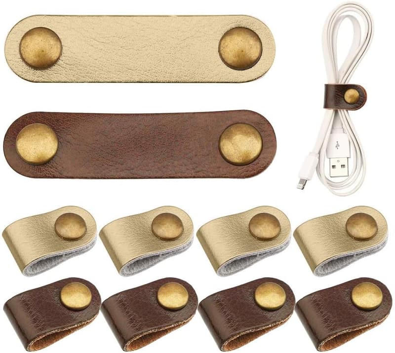 Portable Leather Earphone Cord Organizer – 10 Pcs Set