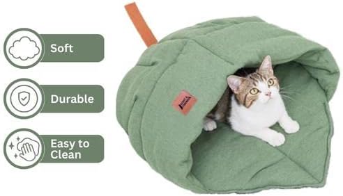 Leaf-Shaped Snuggle Cave Pet Bed for Cats & Small Dogs