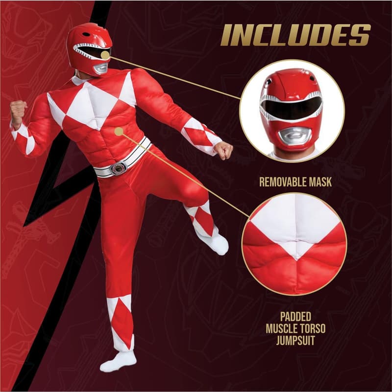 Men's Red Ranger Classic Muscle Costume