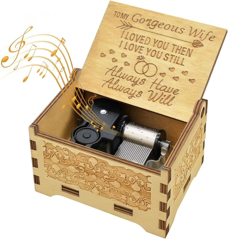 Wife Birthday Gift: Wooden Music Box for Special Occasions