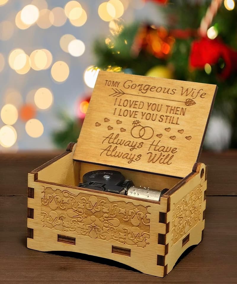 Wife Birthday Gift: Wooden Music Box for Special Occasions