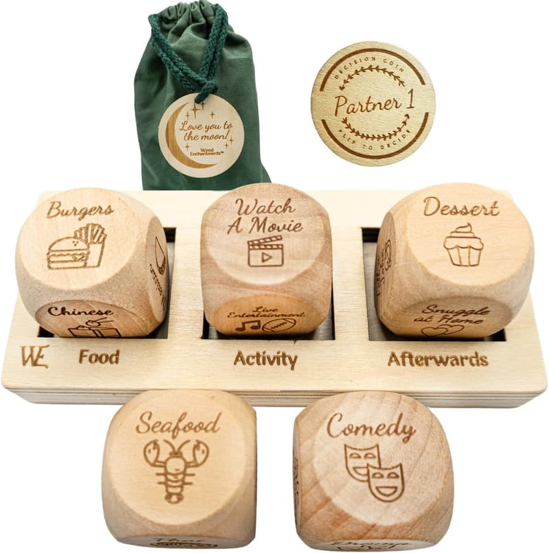 Date Night Dice Game for Couples - 5 Dice & Carry Bag