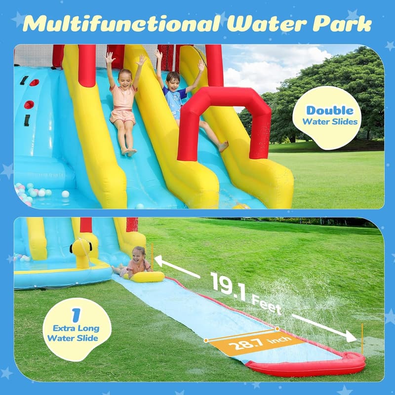 Giant Inflatable Water Slide with Blower for Backyard Fun