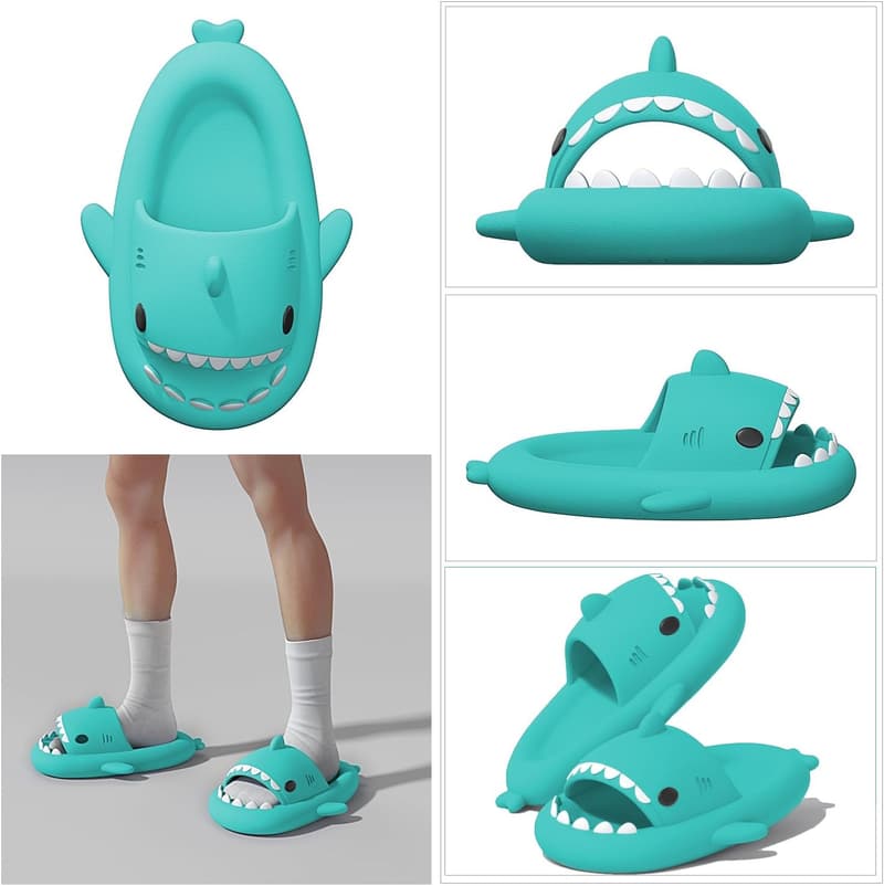 Unisex Shark Cloud Slides with Thick Sole - Beach Sandals