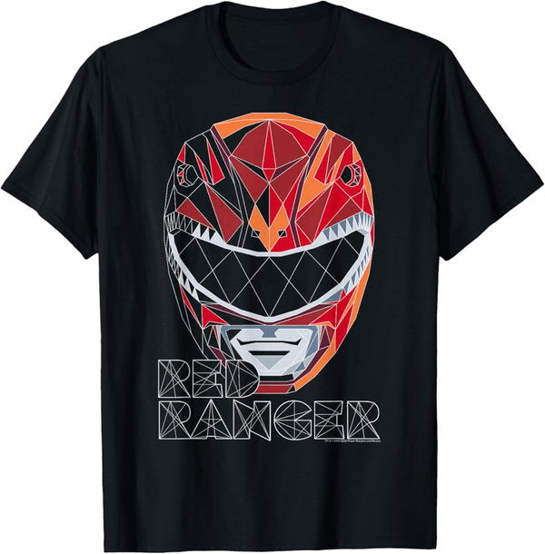 Power Rangers Red Ranger Geometric Design T-Shirt