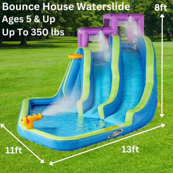 Outdoor Kids' Inflatable Water Park with Slides and Splash Pool