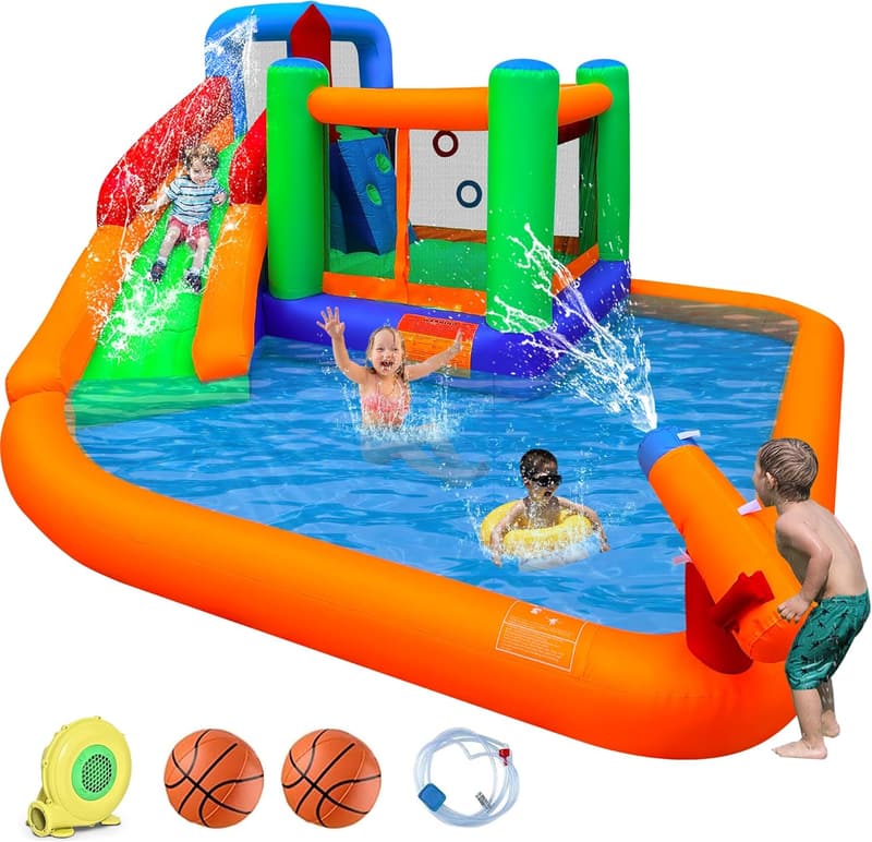 Backyard Water Slide Combo Bounce House with Splash Pool