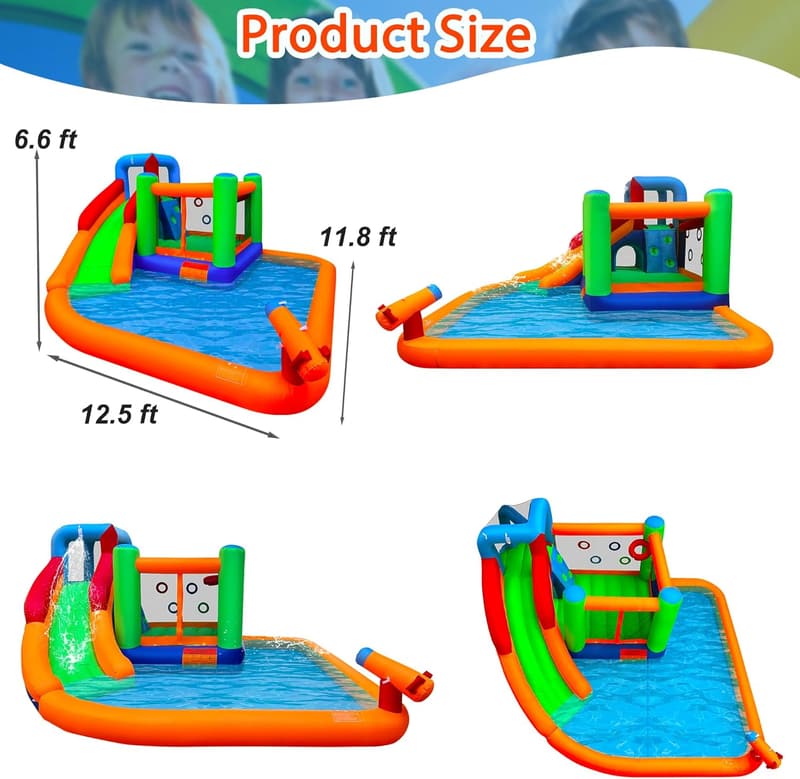 Backyard Water Slide Combo Bounce House with Splash Pool