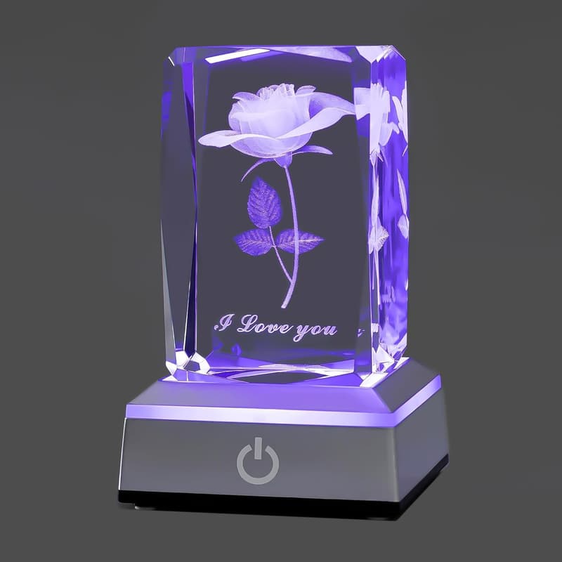 3D Rose Crystal Nightlight - 