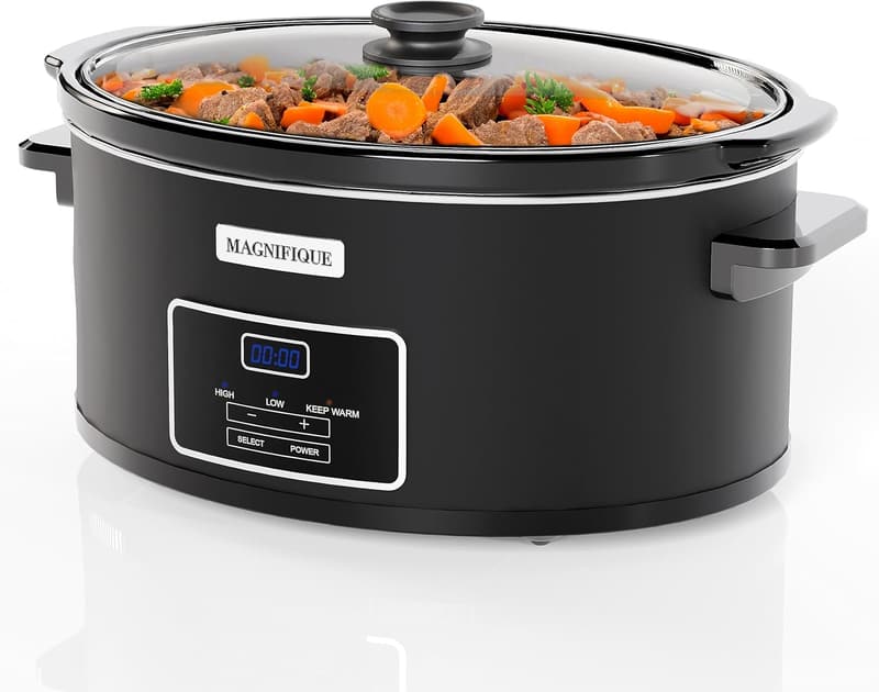 Digital Programmable 8-Quart Casserole Slow Cooker for Family Dinners