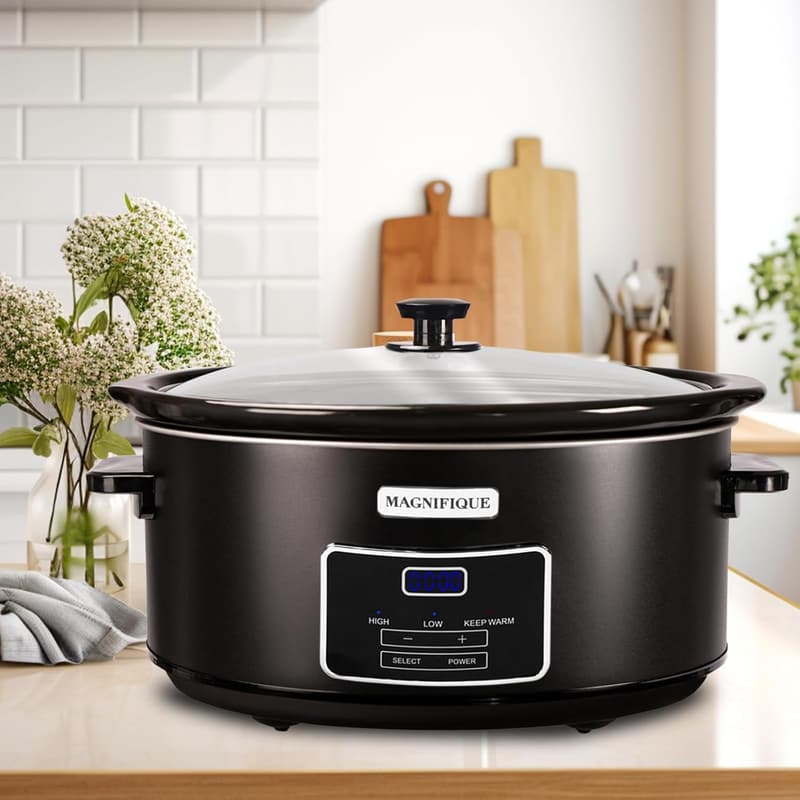 Digital Programmable 8-Quart Casserole Slow Cooker for Family Dinners