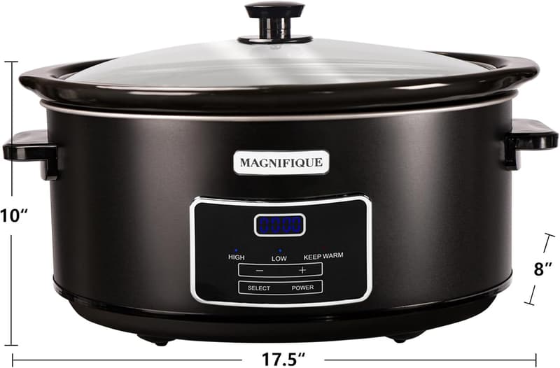 Digital Programmable 8-Quart Casserole Slow Cooker for Family Dinners