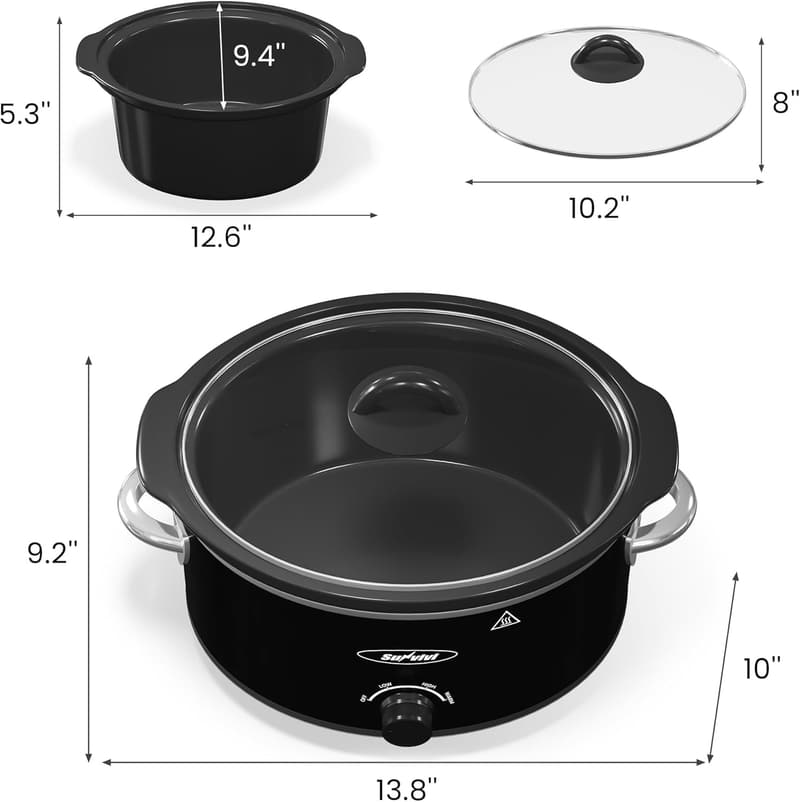 4QT Mini Slow Cooker with Removable Ceramic Pot, Black