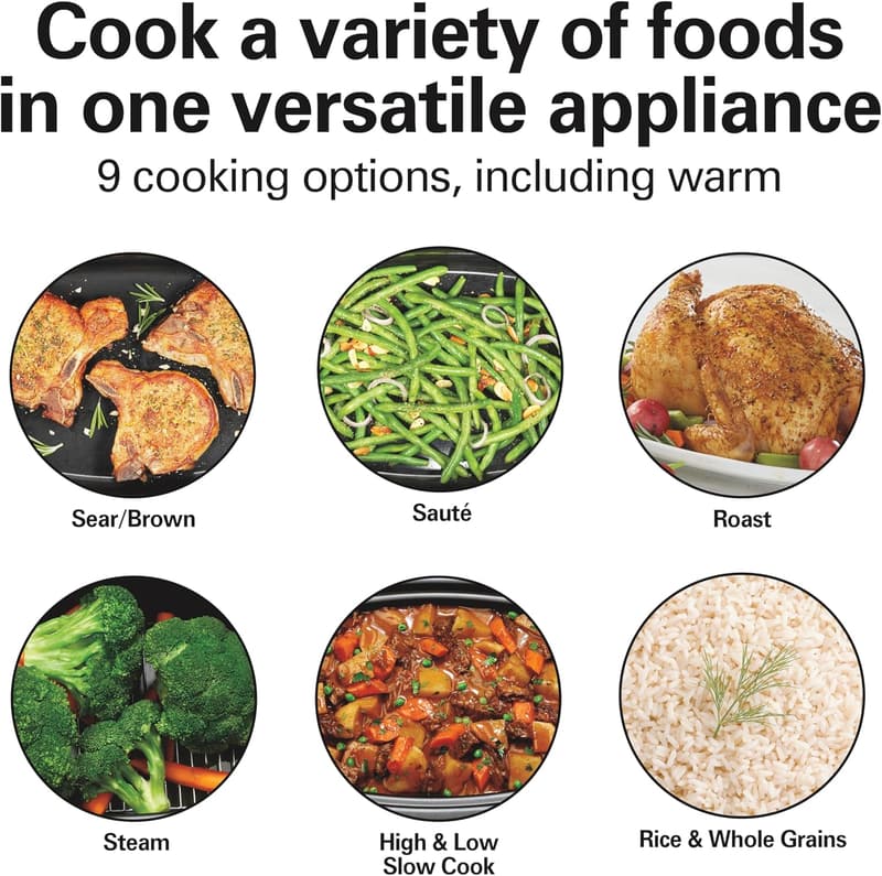 Hamilton Beach 6-Quart 9-in-1 Programmable Slow Cooker, Black