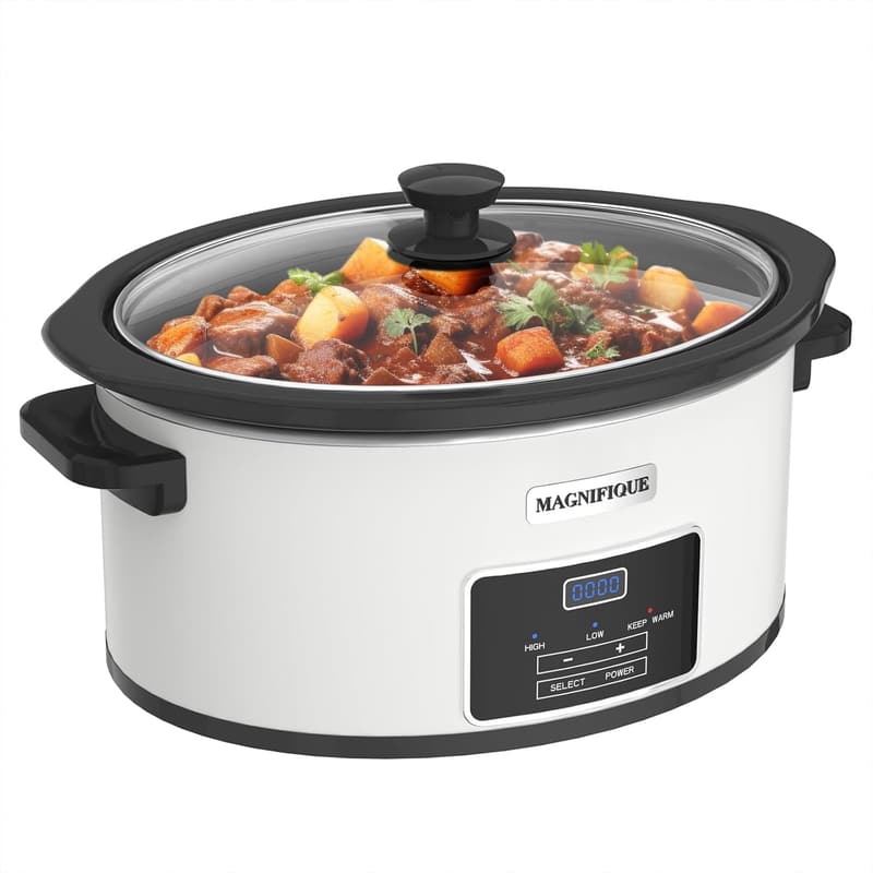 8-Quart Programmable Slow Cooker with Timer for Family Meals