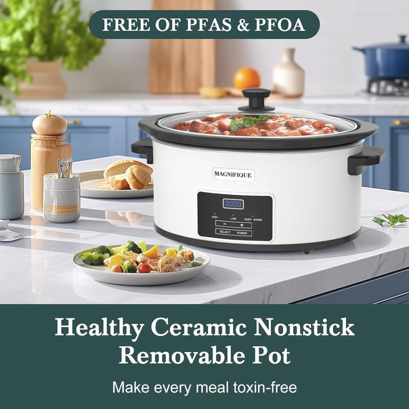 8-Quart Programmable Slow Cooker with Timer for Family Meals