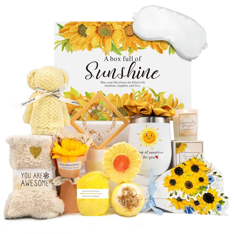 Sunflower Self-Care Package - Relaxation Spa Basket for Women