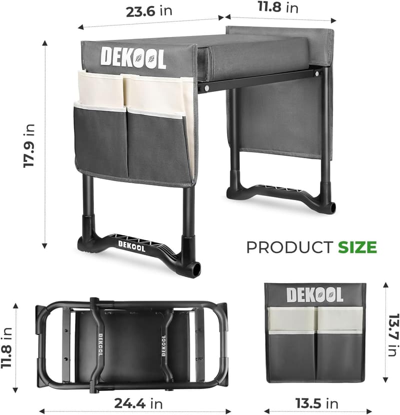 Garden Kneeler & Seat with Thick Pad and Tool Bags for Gardening