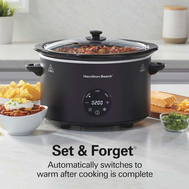 Hamilton Beach 6-Quart Programmable Slow Cooker with Timer, Black