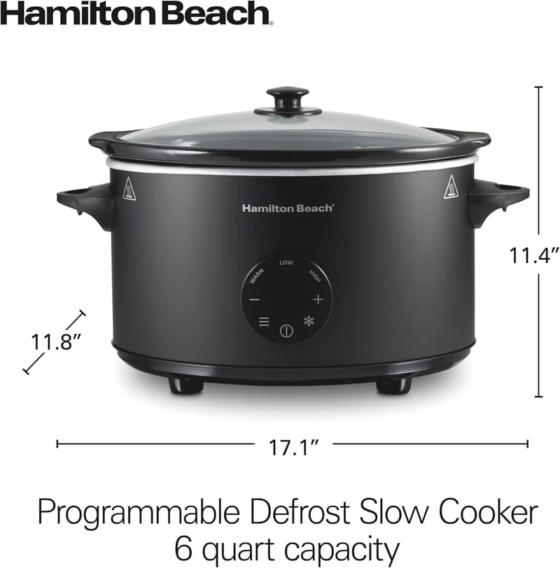 Hamilton Beach 6-Quart Programmable Slow Cooker with Timer, Black