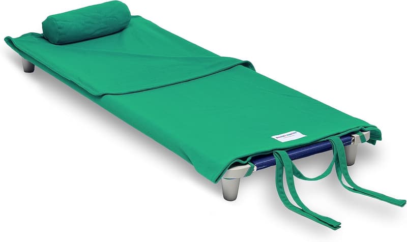 Toddler Nap Mat with Attached Pillow – Soft Machine Washable Fleece