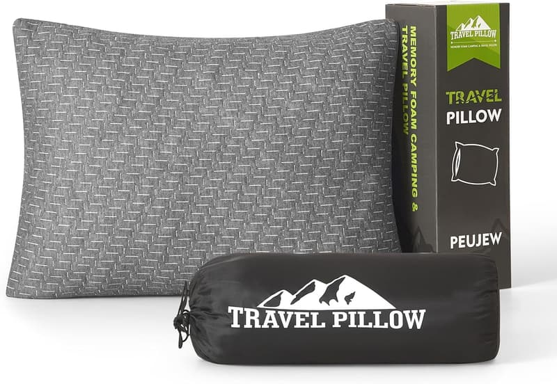 Compressible Travel Pillow - Medium Firm Memory Foam, Breathable Cover