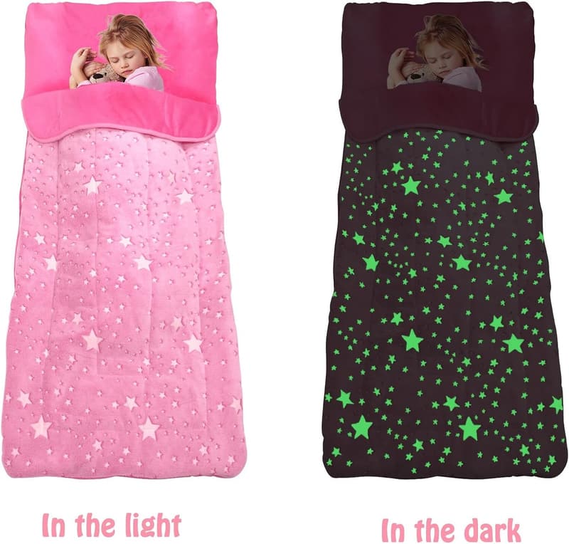 Kids Glow-in-the-Dark Sleeping Bag with Pillow for Travel