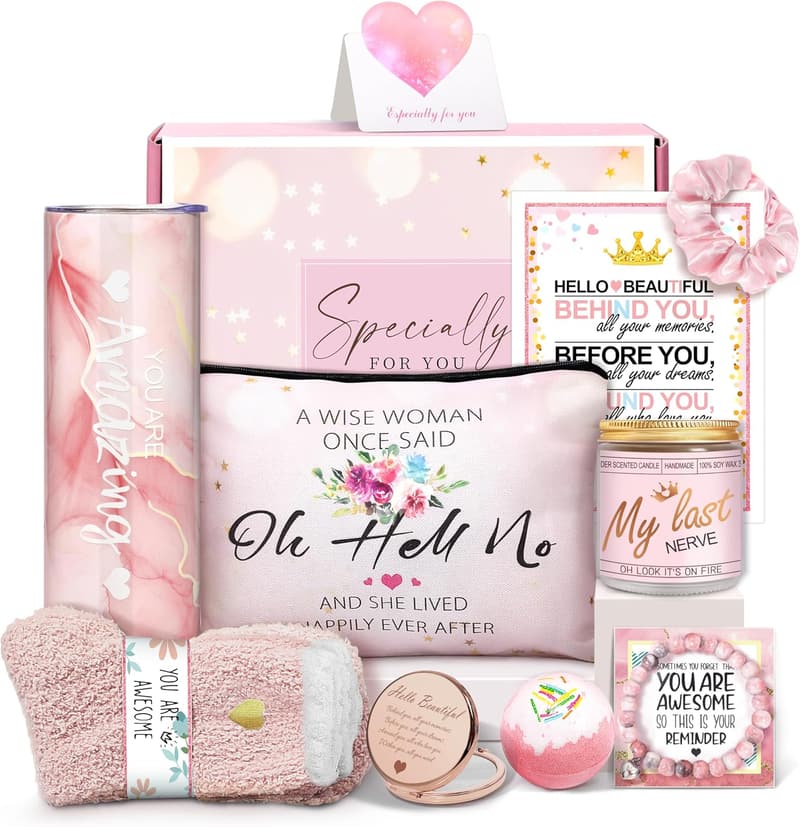Spa Gift Basket with Wine Tumbler for Women's Birthday