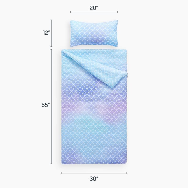Kids' Sleeping Bag Set with Matching Pillow - Mermaid Scales