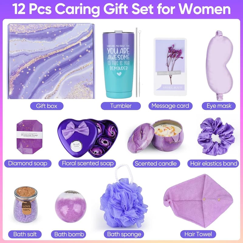 Lavender Spa Gift Basket for Women - Luxury Self-Care Set