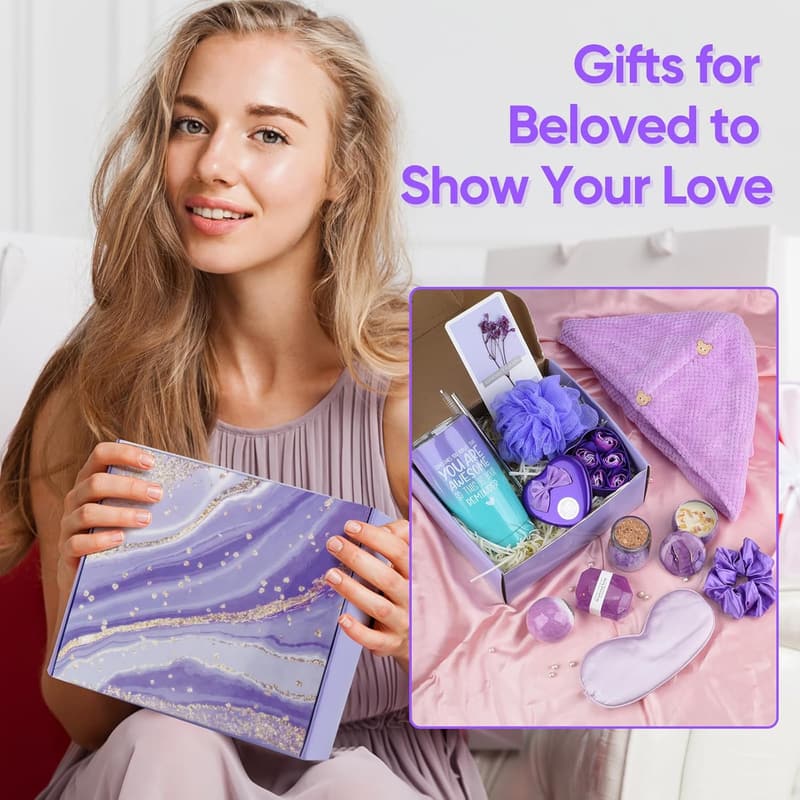 Lavender Spa Gift Basket for Women - Luxury Self-Care Set