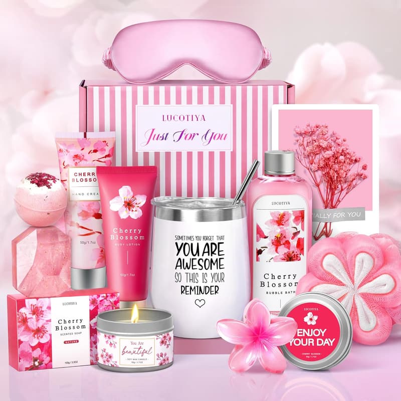Spa Gift Set for Women - 10-Piece Cherry Blossoms Self-Care