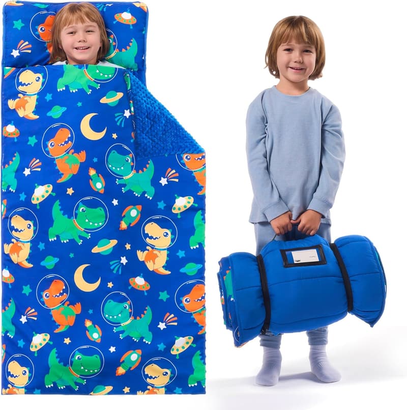 Toddler Nap Mat with Pillow & Blanket for Ages 3-7