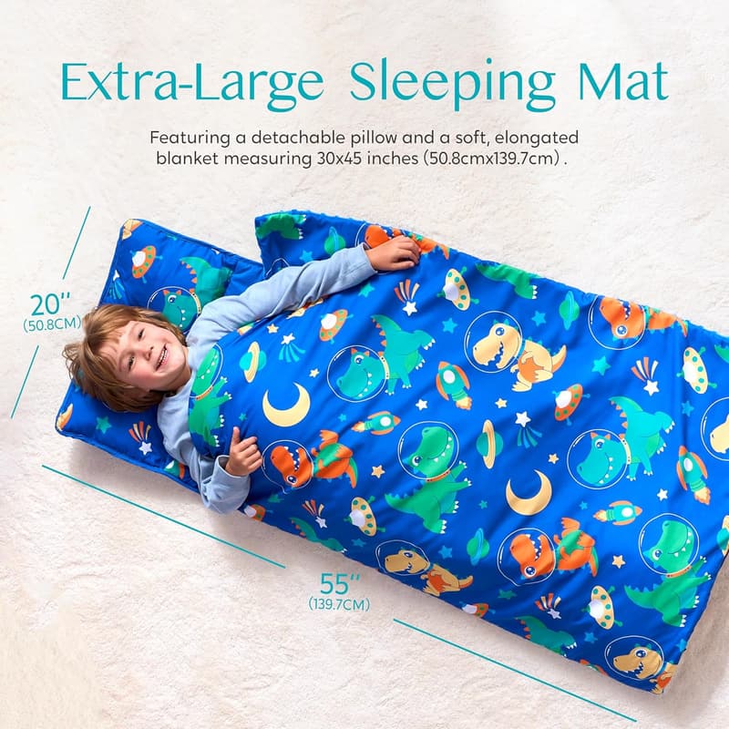 Toddler Nap Mat with Pillow & Blanket for Ages 3-7