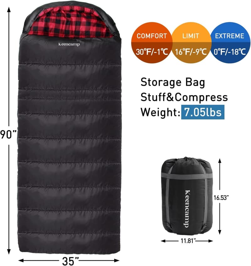 XXL Cotton Flannel Sleeping Bag for Adults - 4 Season