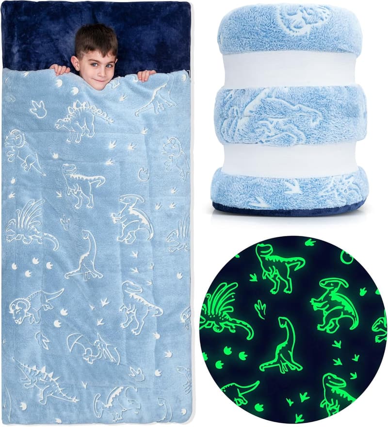 Glow in the Dark Kids Sleeping Bag with Pillow Pocket