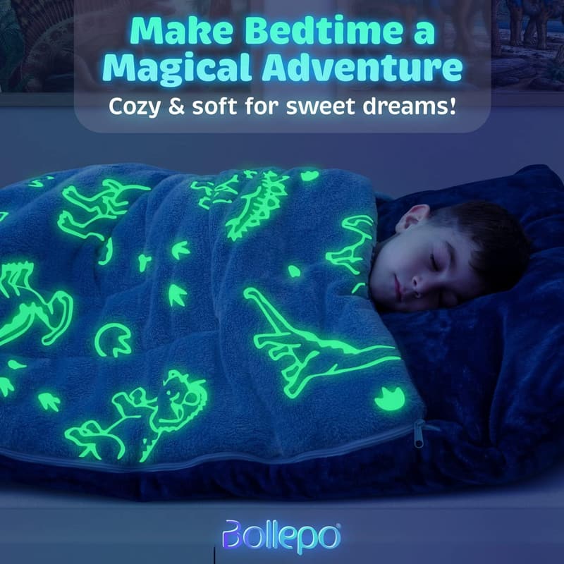 Glow in the Dark Kids Sleeping Bag with Pillow Pocket