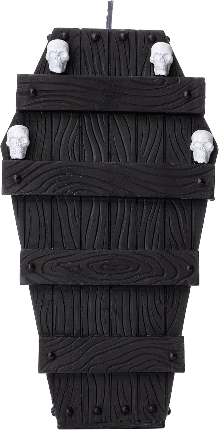 Gothic Skull Candle - R.I.P. Coffin Decor for Halloween