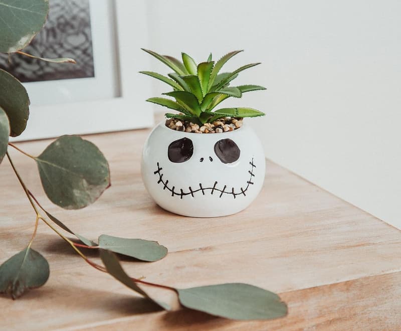 Jack Skellington Mini Planter with Faux Succulent for Home Decor