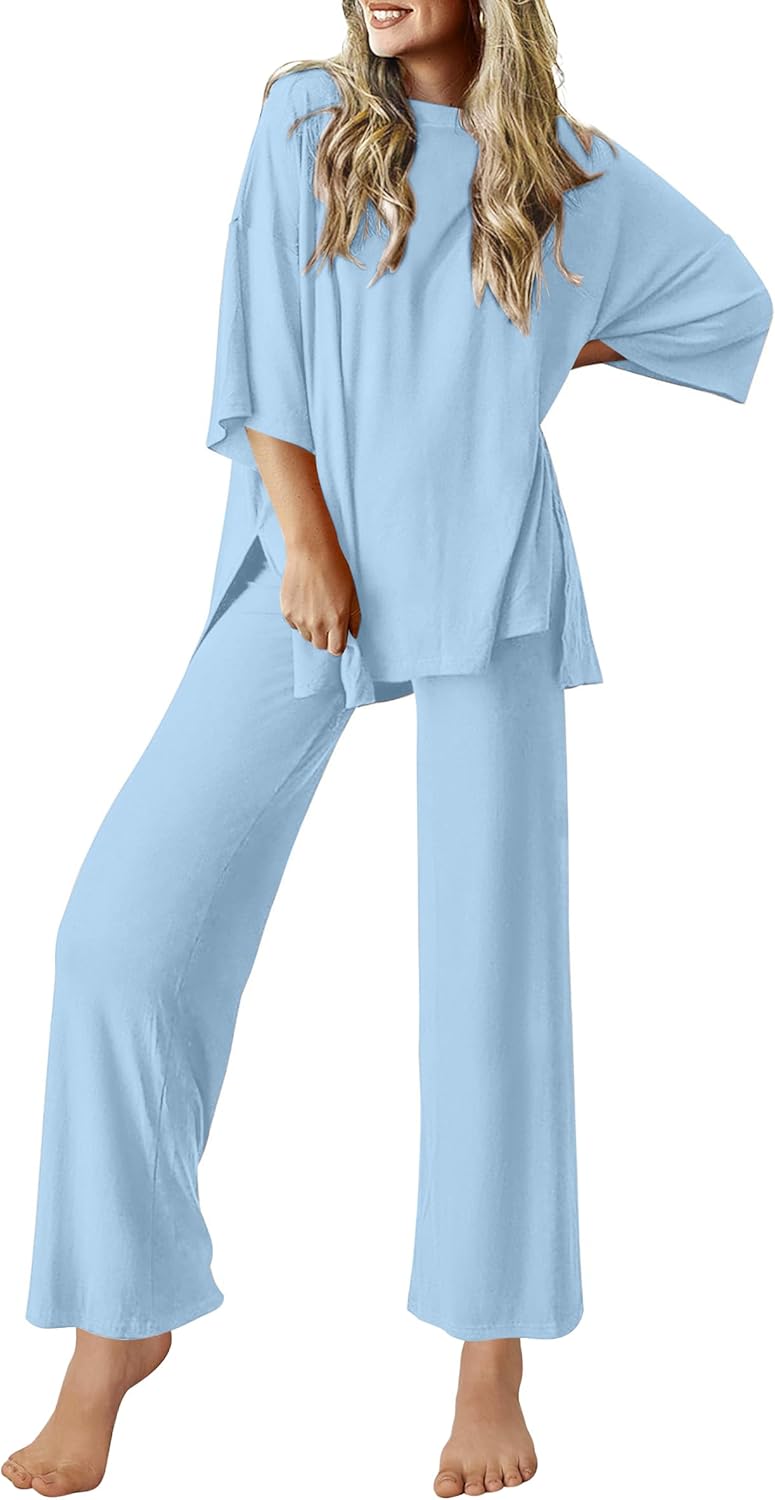 Women’s Soft Comfy 2-Piece Pajama Set - Short Sleeve & Long Pants