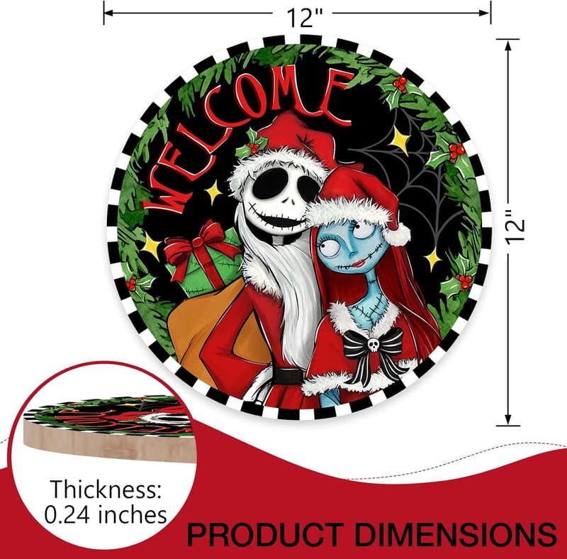 Christmas Welcome Jack Wooden Door Sign for Outdoor Decor