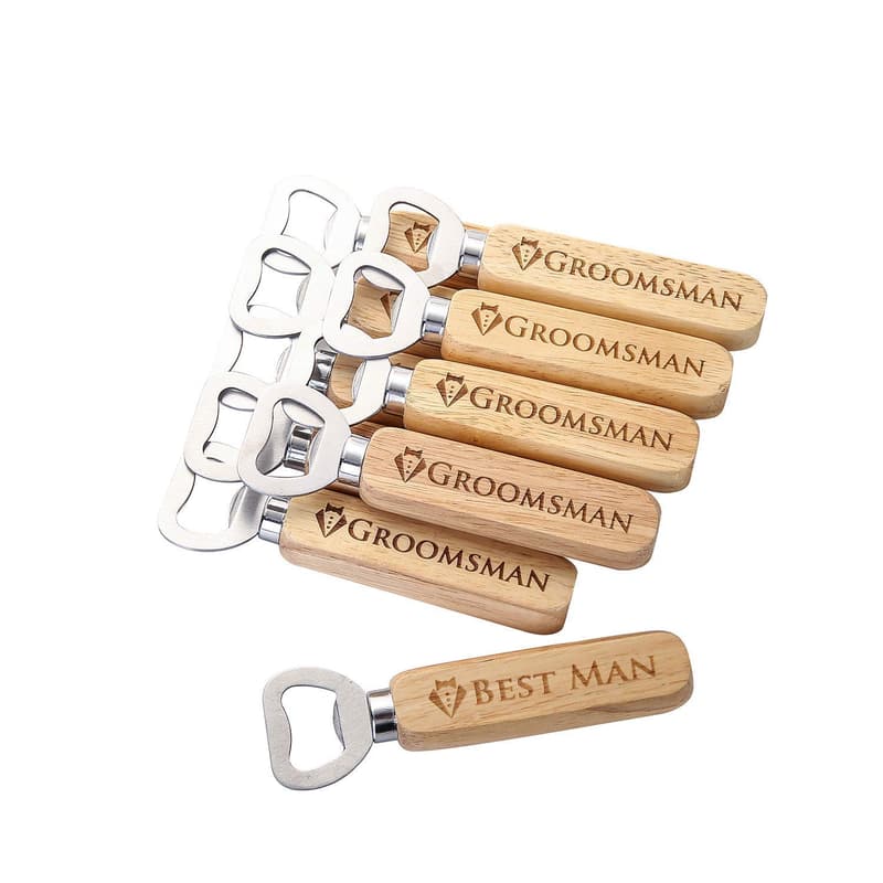 Groomsmen Gift: Set of 10 Wooden Bottle Openers