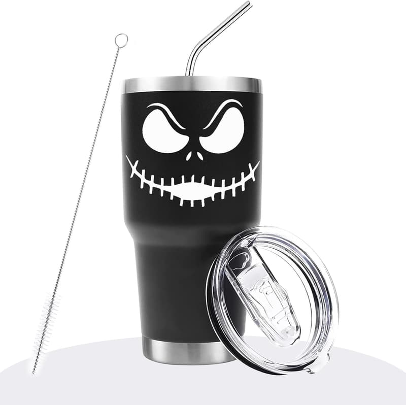 Jack Skellington 30oz Stainless Steel Travel Tumbler with Straw