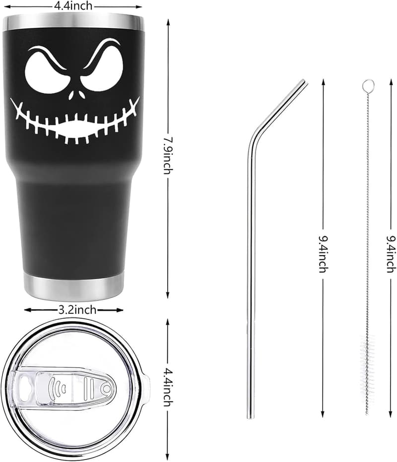 Jack Skellington 30oz Stainless Steel Travel Tumbler with Straw