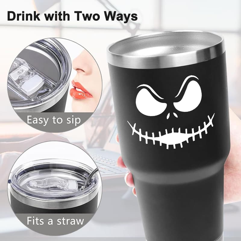Jack Skellington 30oz Stainless Steel Travel Tumbler with Straw