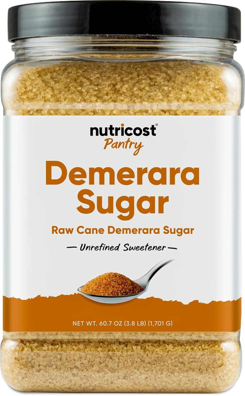 Unrefined Demerara Sugar - 4 lb Bottle - Great for Baking & Cooking